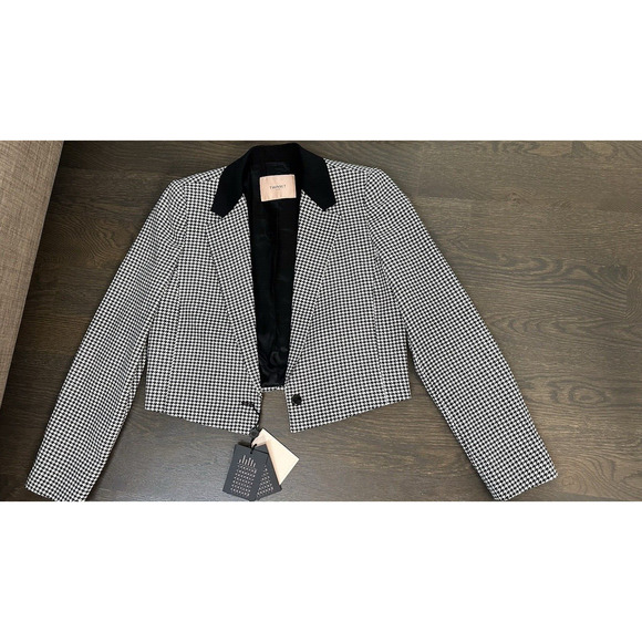 NWT Twinset Milano Italy Short Jacket Houndstooth Wool Blend US 8 I44 Modern - Picture 3 of 6